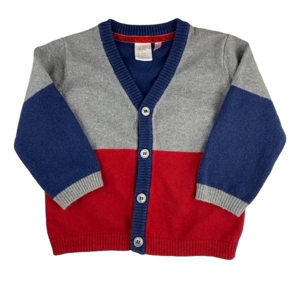 H&M Colourblock V-Neck Cardigan Sweater size 6-9 Months - Picture 2 of 9